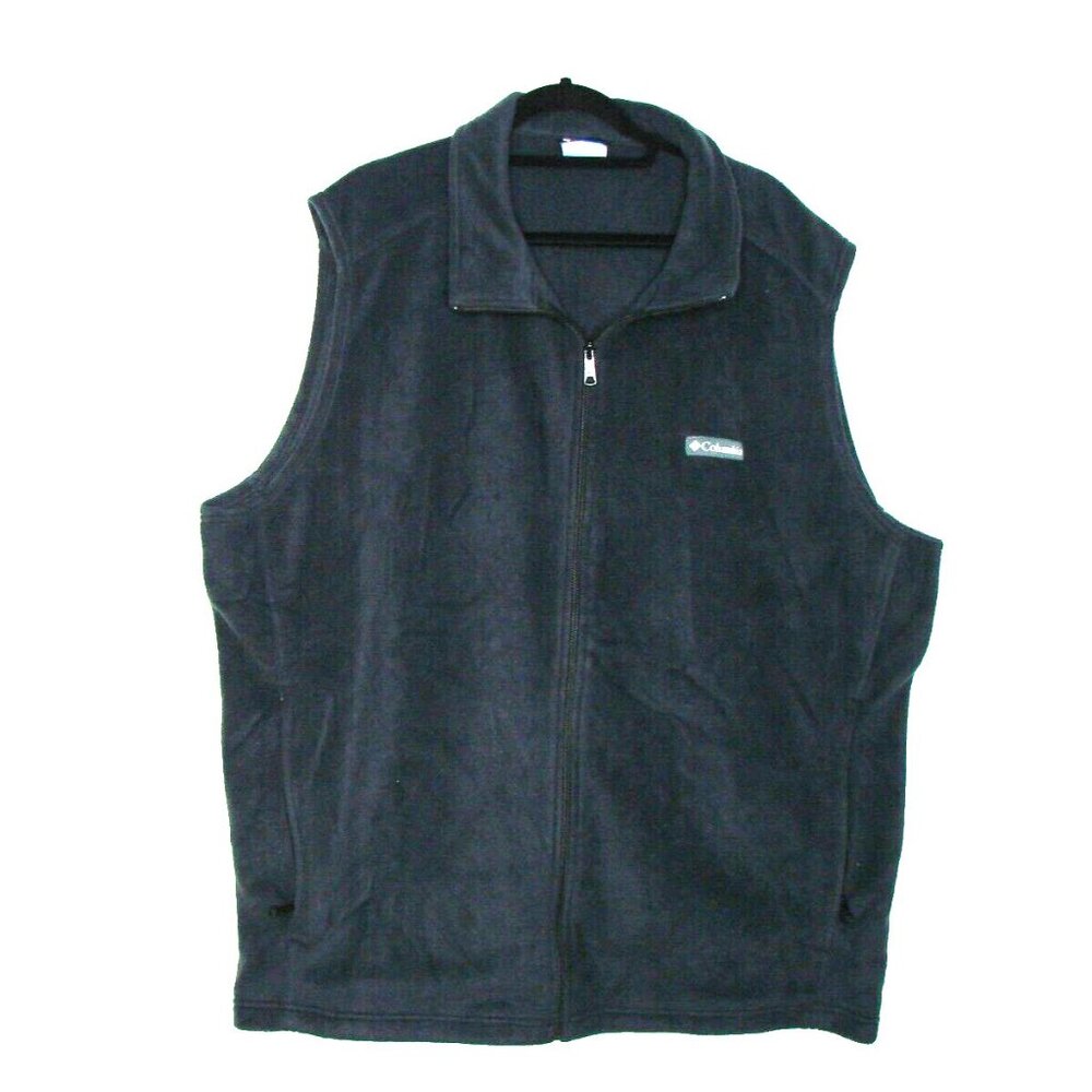 Columbia Men Size 3XT Black Steens Mountain Fleece Full Zip Vest Outdoor Pockets